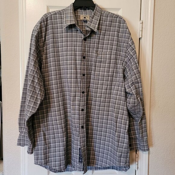 Cutter & Buck XXL Men's Gray Plaid Button-Down Long Sleeve Shirt 100% Cotton - Picture 1 of 6
